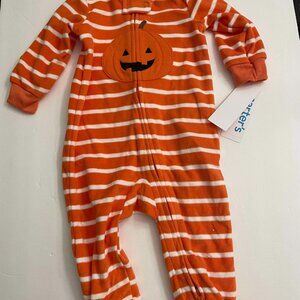 Carter's Baby Boys Halloween Pumpkin Fleece Footed Pajama Sleeper Size 6m NWT